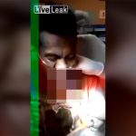 釣りしてたらいきなり魚が口に飛び込んできた男性のグロ動画。