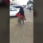 アフリカのイカれた女、アソコを見せながら車を破壊する動画。