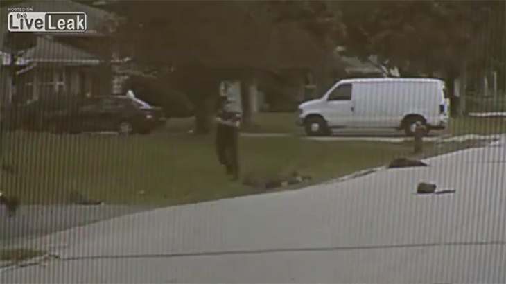 犬に襲われる2人の女の子。射殺されるピットブル。