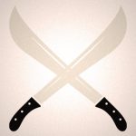 マチェーテで斬り合う2人の男。これもうケンカじゃない･･･。