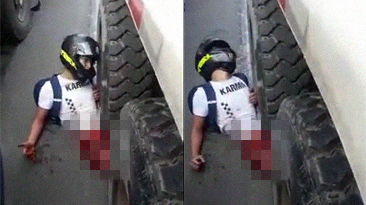 【超！閲覧注意】トラックに潰された男性、下半身がヤバイことになってしまったグロ動画･･･。