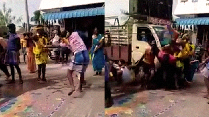 「祭りだ！踊れ踊れ！」→ トラックに轢かれてしまう。