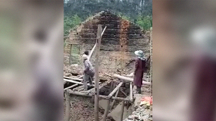 解体現場にて予想外すぎるアクシデントで負傷する作業員。