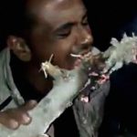 【衝撃映像】燃える木の枝を食べる男。