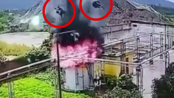 【衝撃映像】ガスタンク修理中の作業員、爆発により吹き飛ばされてしまう。