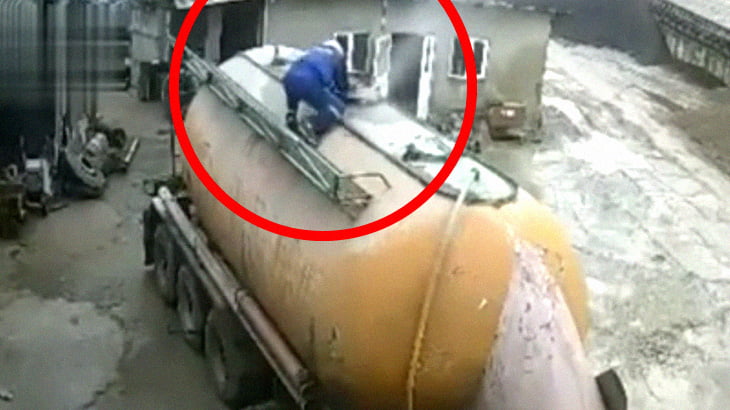 【衝撃映像】こういうタンクの修理ってマジで怖いな･･･。