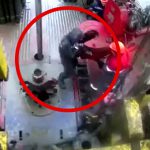 石油採掘現場にて左腕が重機に巻き込まれてしまうアクシデント映像。