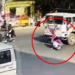 バイクに乗っていた女性、転倒してトラックのタイヤに頭を潰されてしまう･･･。