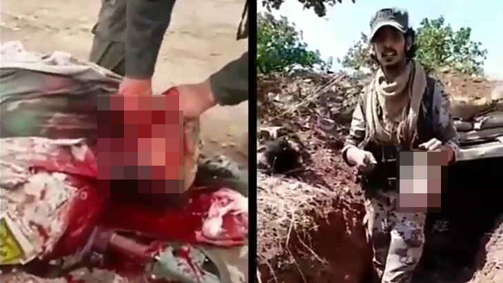 【閲覧注意】戦地にて敵兵の首を切り落として盛り上がる異常な精神状態の兵士たち。