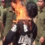 【衝撃映像】工事に反対する女性、自分の身体に火を放ってしまう･･･。