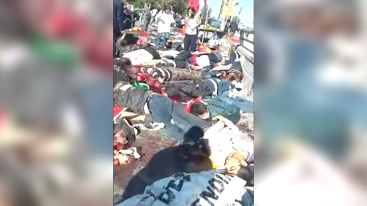 【衝撃映像】平和集会中に97人が死亡した自爆テロの瞬間。