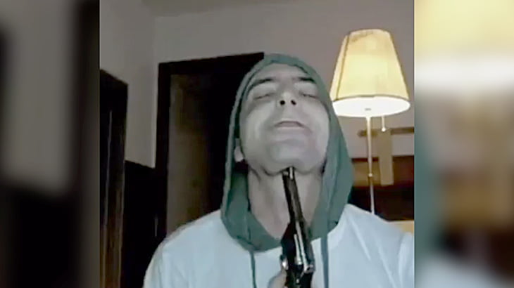 【閲覧注意】男性が拳銃自殺をはかったこの映像、ガチでした･･･。