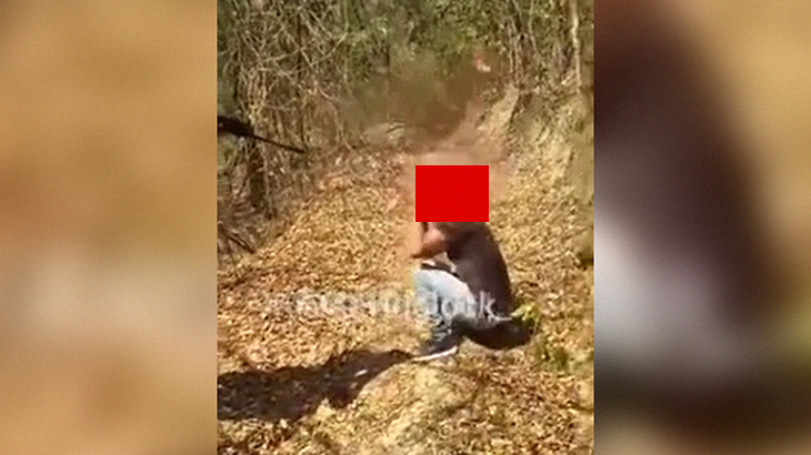 【閲覧注意】森の中でヘッドショットされた男の頭が破裂してしまうグロ動画。