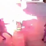 【衝撃映像】給油中の車が突然炎上して男性が火だるまになってしまうアクシデント映像。
