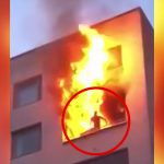 【衝撃映像】火事が起きた部屋から身を投げてしまう男性。