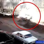【衝撃映像】男性が自分の車に乗り込もうとした瞬間、大爆発が起こる映像。