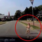 飛び出してきた子供を間一髪ブレーキで回避できた車載カメラ映像。