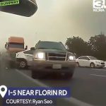 トラックの追突から間一髪逃れることが出来た車載カメラ映像。