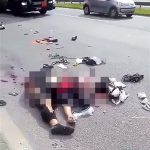 【閲覧注意】バイク事故で脚が180度開いて死亡した女性の映像。