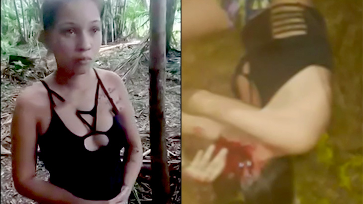 【閲覧注意】まだあどけなさが残る女の子が森の中でギャングに銃殺される映像。
