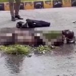 首相官邸前で焼身自殺をはかって大やけどを負い苦しむ男の映像。