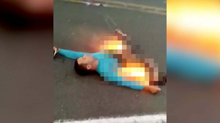 【閲覧注意】事故で身体に火が点いた状態で死んだ男の映像。