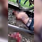 【閲覧注意】電車に轢かれて自殺した男の死体映像。