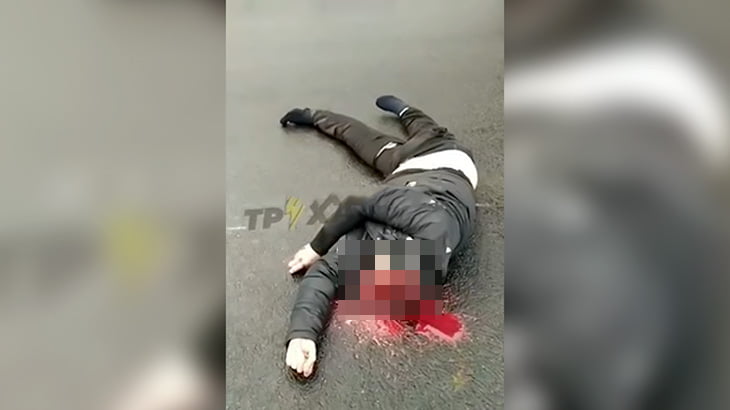 【閲覧注意】車に轢かれて頭部がちぎれてしまった男性の死体映像。