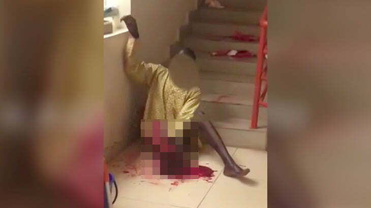 【閲覧注意】自分の右脚をグチャグチャにするイカれた男の映像。