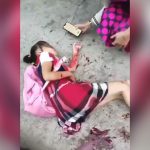 通り魔の男にナイフで刺されてしまった女子小学生の映像。