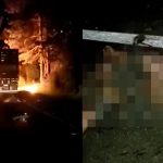 【閲覧注意】炎上したトラックと焼死した男性の死体映像。
