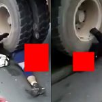 【閲覧注意】トラックのタイヤで頭を粉砕されてしまったバイカーのグロ動画。
