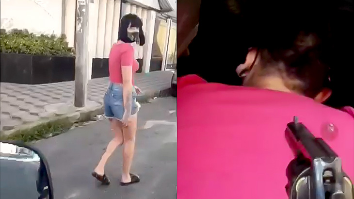 【閲覧注意】バイクに乗った男が女性に近づき銃で撃ち殺す映像