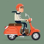 謎のバイカーさん、車に次々ぶつかって最後に穴に落ちてしまう（動画）