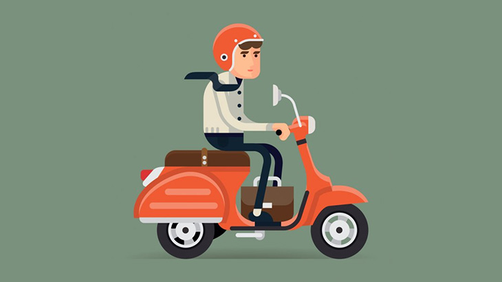 謎のバイカーさん、車に次々ぶつかって最後に穴に落ちてしまう（動画）