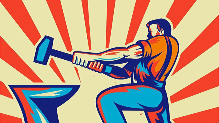 勃起したチンコに乗せたレンガをハンマーで割る男（動画）