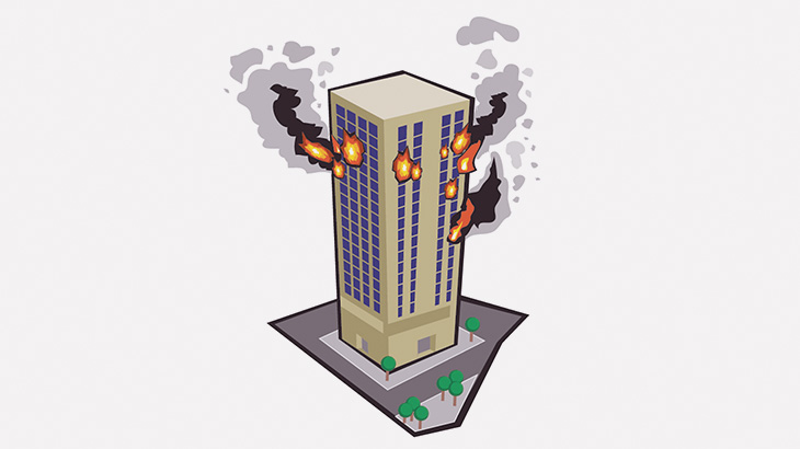 20階建ての高層マンション、まるごと燃えてしまう（動画）