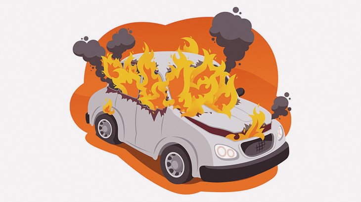 もうどうすることもできない車が撮影される