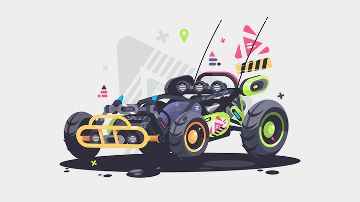 バギーに乗ってた男、車と衝突して新体操選手みたいに飛ばされてしまう（動画）