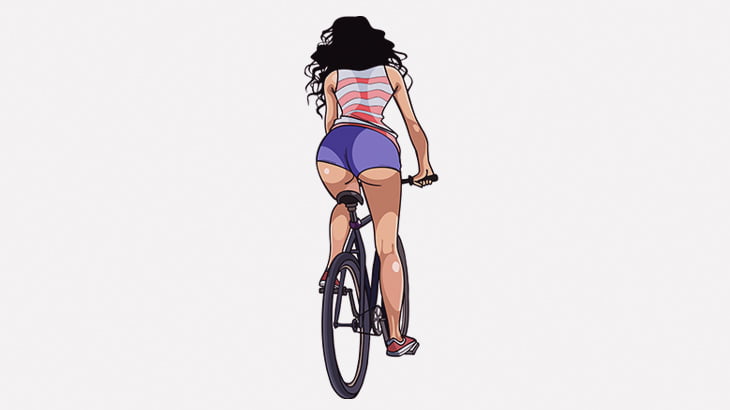 漕げば漕ぐほど気持ちよくなっちゃう自転車に乗る女の子（動画）