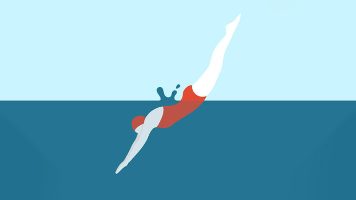 崖から海へ勢いよくダイブ → とんでもない生き物に遭遇（動画）