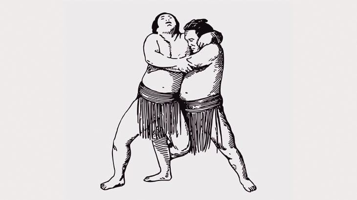 肥満男同士の喧嘩、相撲っぽい（動画）