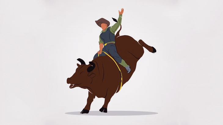 ロデオに挑戦した男、ゲームの技みたいな蹴りで突き飛ばされる（動画）