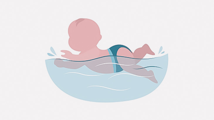 赤ちゃんをプールに連れていく → プールに落とす･･･（動画）