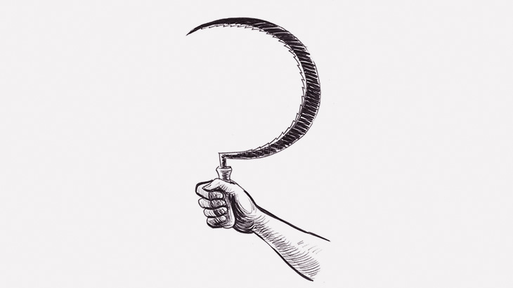 【閲覧注意】顔に鎌が突き刺さった状態で死んだ男（動画）