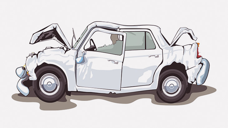 【閲覧注意】事故った車の後部座席に座っていた人間、下半身だけになってしまう（動画）