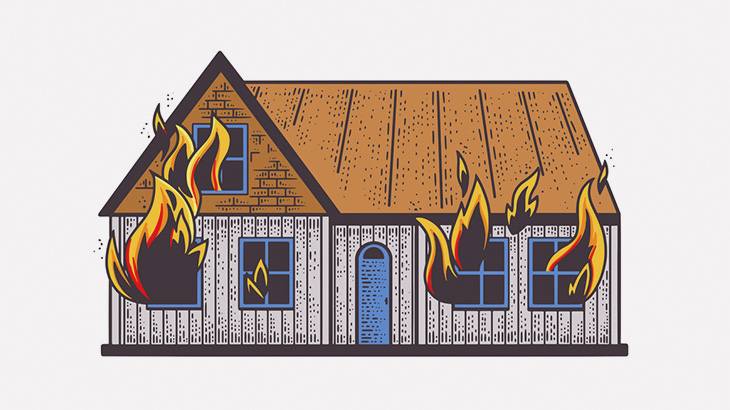 火事の家に取り残された犬、窓から逃げ出すもちょっと火傷（動画）