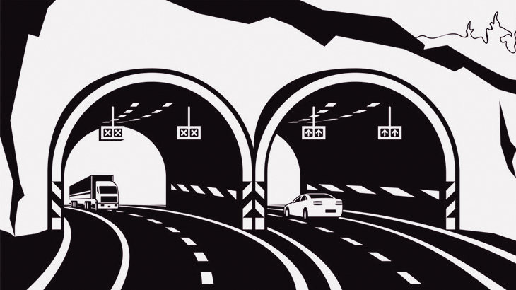 トンネルの道路がなんかおかしなことになってるんだけど（動画）