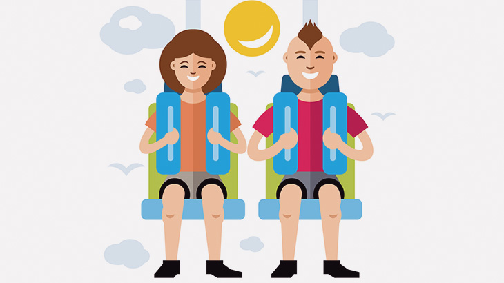 怯えながらアトラクションに乗る彼女と何とも言えない表情の彼氏（動画）