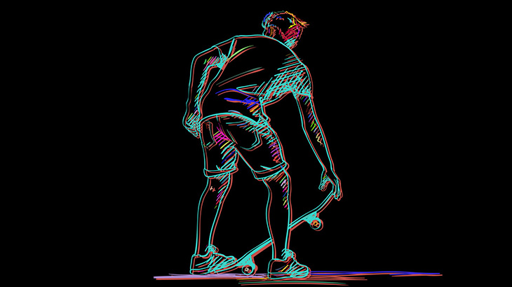 スケボーする男を定点カメラで撮影して重ねた映像、面白い（動画）